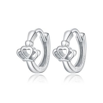 Cercei din argint Silver Little Crown Hoops