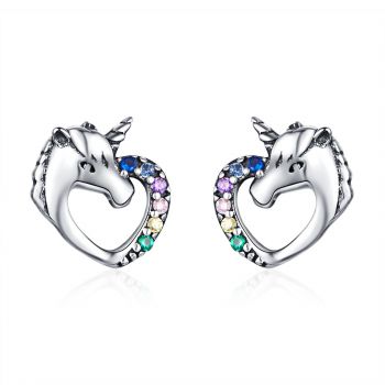Cercei din argint Unicorn's Heart