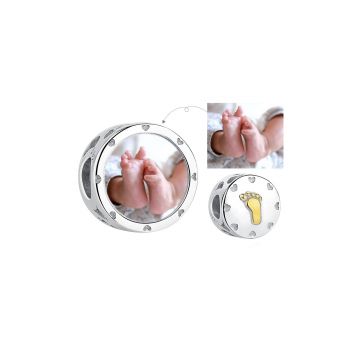 Talisman din argint Custom Photo Baby Feet