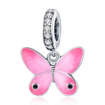 Talisman din argint Email Pink Butterfly