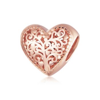 Talisman din argint Rose Gold Heart of Nature