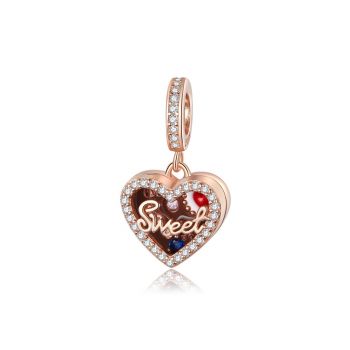 Talisman din argint Rose Gold Heart Sweets