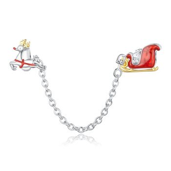 Talisman din argint Santa's Reindeer Safety Chain