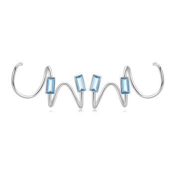 Cercei din argint Blue Curved Rectangles