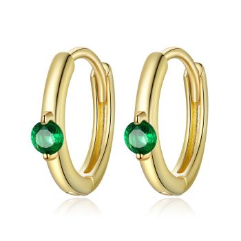 Cercei din argint Golden Simple Green Stone ieftin