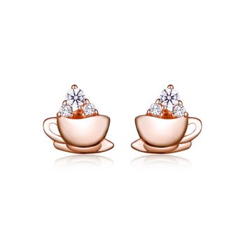Cercei din argint Rose Gold Tea Cup