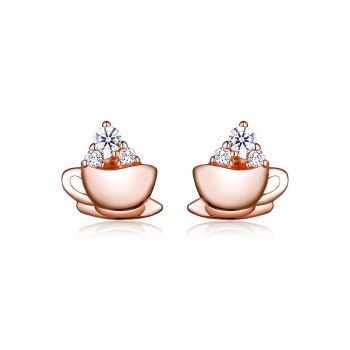 Cercei din argint Rose Gold Tea Cup