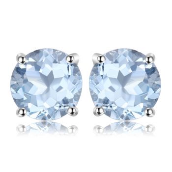 Cercei din argint Round Blue Topaz