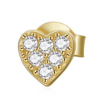 CERCEL din argint Golden Crystal Heart