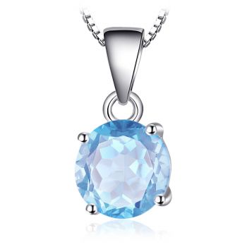 Colier din argint Round Blue Topaz