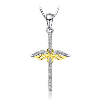 Colier din argint Yellow Crystal Cross