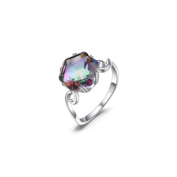 Inel din argint Hexagon Mystic Topaz