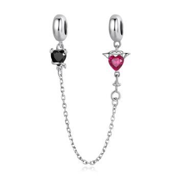 Talisman din argint Chained Dual Hearts