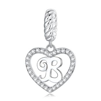 Talisman din argint Heart Letter B