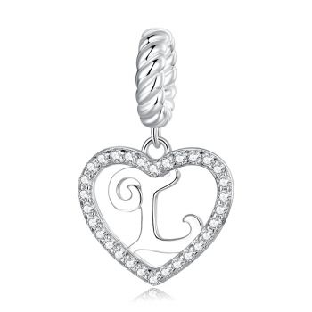 Talisman din argint Heart Letter L