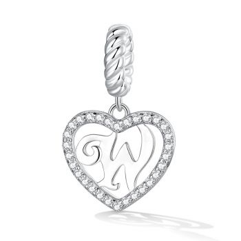 Talisman din argint Heart Letter W