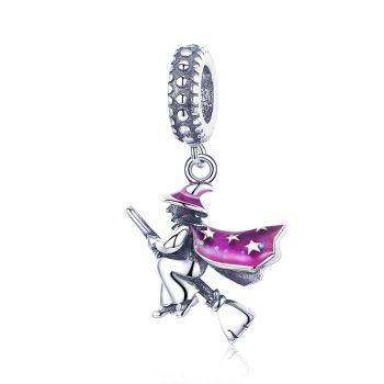 Talisman din argint Little Witch on the Broom