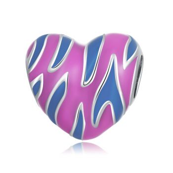 Talisman din argint Pink And Blue Heart