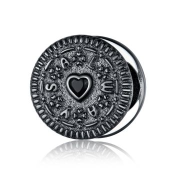 Talisman din argint Black Hearted Biscuit ieftin