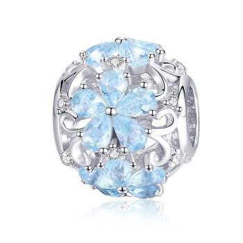 Talisman din argint Snow Blue Flower