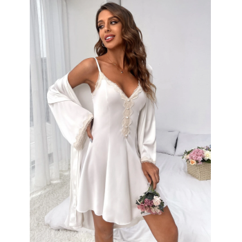 Halat si camasa de noapte dama satin Glamia ADCH0035 Adictiv