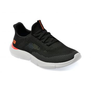 Pantofi SKECHERS alb-negru, INGRAM, din material textil