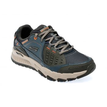 Pantofi SKECHERS bleumarin, ARCH FIT, din piele ecologica si material textil