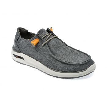 Pantofi SKECHERS gri, ARCH FIT, din material textil