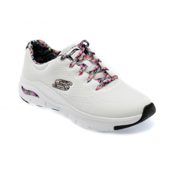 Pantofi SKECHERS albi, ARCH FIT, din material textil