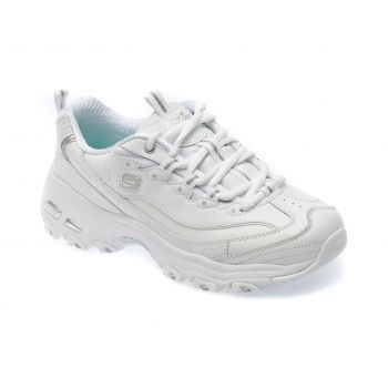 Pantofi SKECHERS albi, D LITES, din piele ecologica