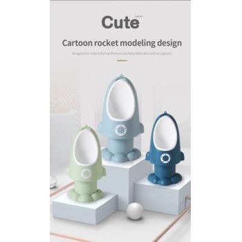 Pisoar pentru baieti Little Mom, cu inaltime reglabila, vas colector detasabil, dimensiune 27,5 x 15 x 49 cm, Rocket Navy