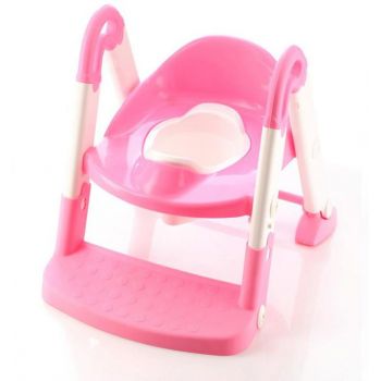 Reductor pentru toaleta cu scarita Little Mom Stair Potty Pink de firma originala