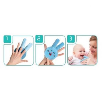 Accesoriu pentru curatare dinti si gingii bebelusi BabyJem Rabbit Glove Grey