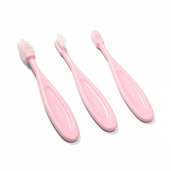 Set 3 periute de dinti Baby Ono pentru bebelusi Roz