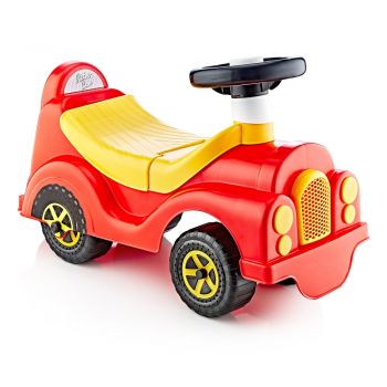 Masinuta pentru copii fara pedale Classy Red de la 12 luni, stil classic, volan cu claxon, spatiu de depozitare sub scaun