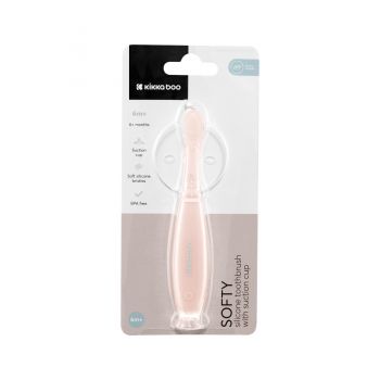 Periuta de dinti pentru bebelusi KikkaBoo Softy Pink din silicon,recomandata de la 6 luni, cu ventuza pentru fixare pe chiuveta,Fara BPA Periuta de dinti pentru bebelusi KikkaBoo Softy Pink din silicon,recomandata de la 6 luni, cu ventuza pentru fixare pe chiuveta,Fara BPA