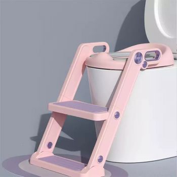 Reductor toaleta pentru copii Little Mom Potty Training Pink, pliabil, cu sezut moale din spuma PU, reglabil pe inaltime 5 nivele, manere ergonomice,pentru copii cu varsta pana la 7 ani, compatibilitate universala