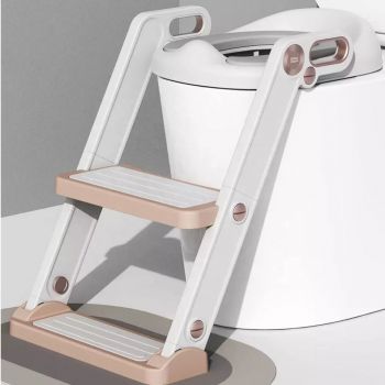 Reductor toaleta pentru copii Little Mom Potty Training White, pliabil, cu sezut moale din spuma PU, reglabil pe inaltime 5 nivele, manere ergonomice,pentru copii cu varsta pana la 7 ani, compatibilitate universala