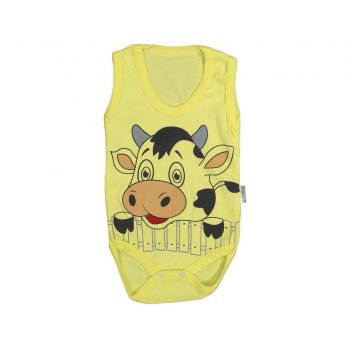 Body Vacuta, Galben, 100% Bumbac, Pentru Bebelusi, 1-12 luni Body Vacuta, Galben, 100% Bumbac, Pentru Bebelusi, 1-12 luni