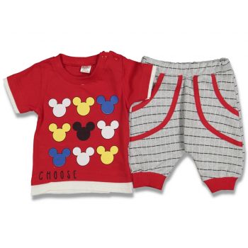 Compleu 2 piese, pentru copii, Mickey Mouse, rosu, 9-24 luni