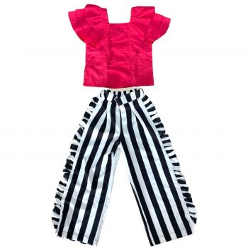 Compleu 3 piese Pantaloni, Tricou si Gentuta pentru fete, Rosu, 4-12 ani Compleu 3 piese Pantaloni, Tricou si Gentuta pentru fete, Rosu, 4-12 ani