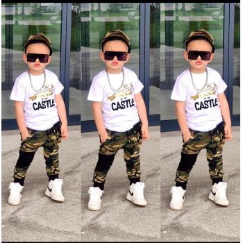 Compleu 3 Piese Tricou, Pantaloni si Sapca King pentru baieti, 100% Bumbac, 2-6 ani Compleu 3 Piese Tricou, Pantaloni si Sapca King pentru baieti, 100% Bumbac, 2-6 ani
