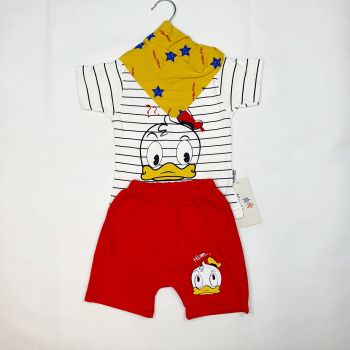 Compleu Bebe 3 Piese Ratusca Marinar, 100% Bumbac, Maneca Scurta, Rosu, 6-24 luni Compleu Bebe 3 Piese Ratusca Marinar, 100% Bumbac, Maneca Scurta, Rosu, 6-24 luni