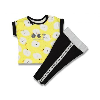 Compleu bluza si pantalon pentru fetite, mar, galben, 6-18 luni