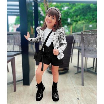 Compleu Casual, Negru, 3 Piese, Sacou, Pantaloni si Bluza, Pentru Fete, 3-10 ani Compleu Casual, Negru, 3 Piese, Sacou, Pantaloni si Bluza, Pentru Fete, 3-10 ani