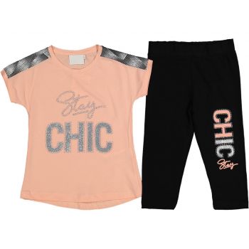 Compleu Corai, Chic, 100% Bumbac, Pentru Fetite, 6-9 ani Compleu Corai, Chic, 100% Bumbac, Pentru Fetite, 6-9 ani