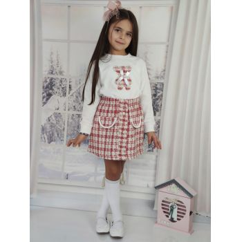 Compleu fetite ,bluza, fustita, urs, bumbac,rosu, 3-8 ani Compleu fetite ,bluza, fustita, urs, bumbac,rosu, 3-8 ani
