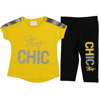 Compleu Galben, Chic, 100% Bumbac, Pentru Fetite, 6-9 ani Compleu Galben, Chic, 100% Bumbac, Pentru Fetite, 6-9 ani