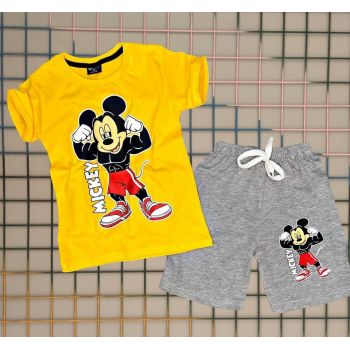 Compleu Mickey Gym pentru baietei, 100%Bumbac Galben, 4-10 ani