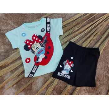 Compleu Minnie Mouse cu mascuta pentru fetite, 100% Bumbac Turcoaz, 1-4 ani Compleu Minnie Mouse cu mascuta pentru fetite, 100% Bumbac Turcoaz, 1-4 ani